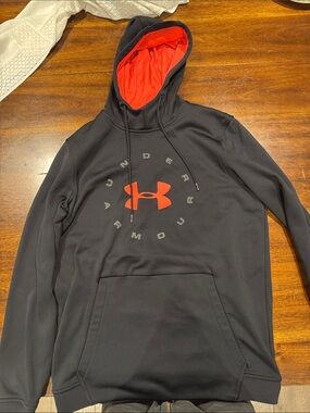 Under Armour Men’s Black Hoodie with Red Logo and Lined Hood